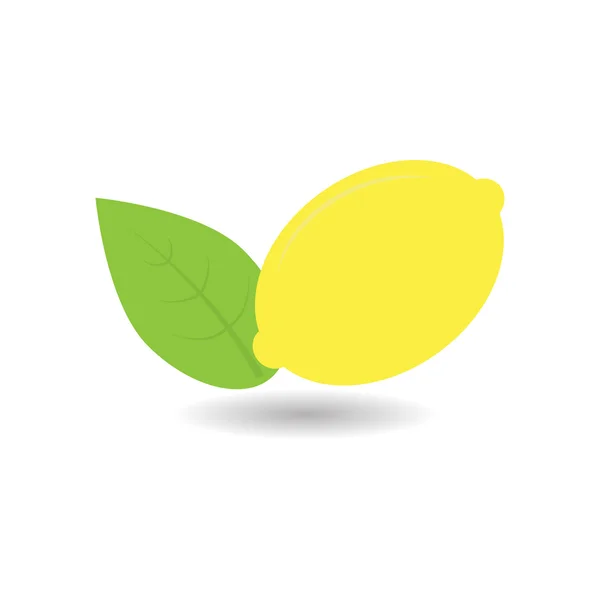 Lemon with green leaf. — Stock Vector