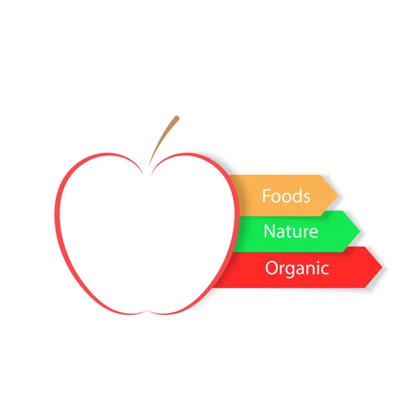 Roter Apfel auf weißem Hintergrund. Infografik Essen. — Stockvektor