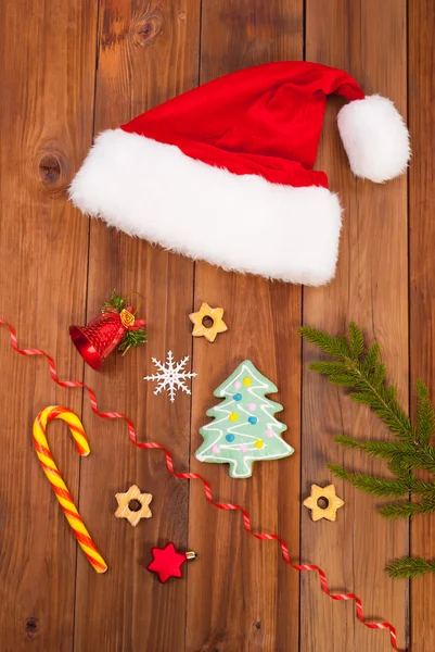 Hat of Santa Claus Christmas decorations — Stock Photo, Image