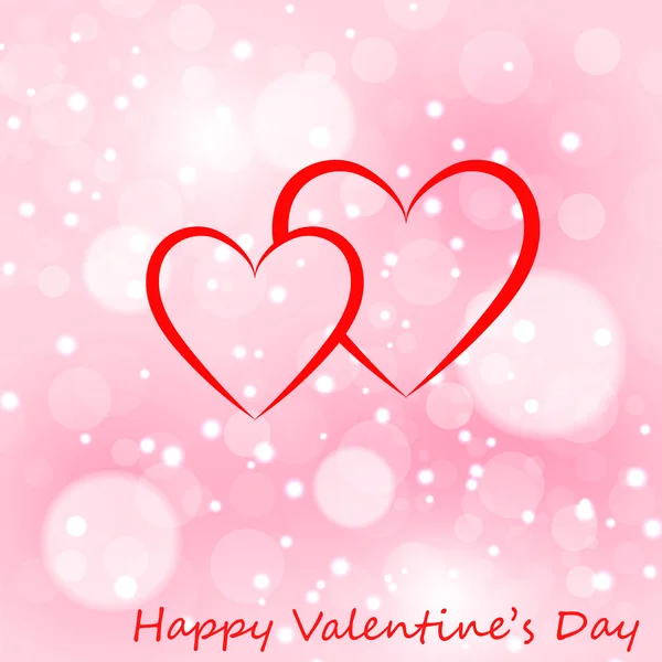 Tarjeta de felicitación de dos corazones con día de San Valentín . — Vector de stock
