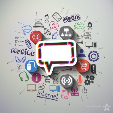 Simgeleri arka plan ile Mobil Internet kolaj