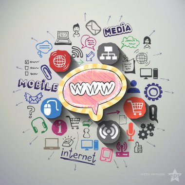 Simgeleri arka plan ile Mobil Internet kolaj