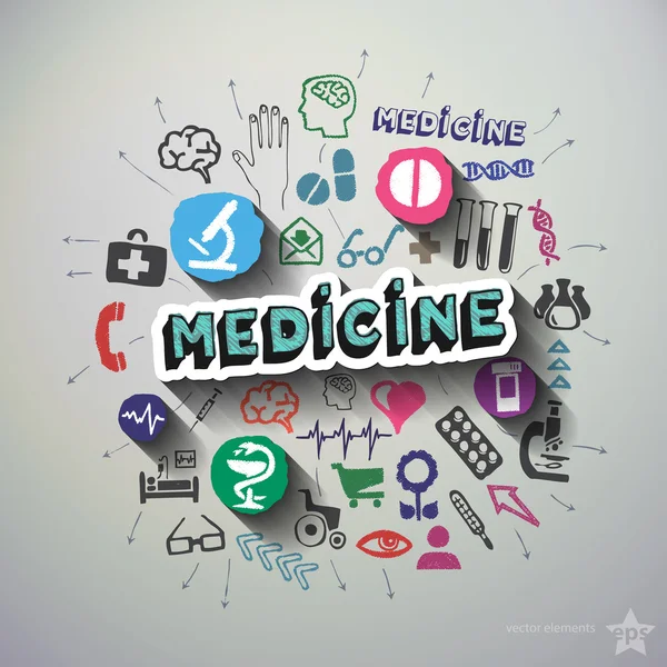 Medical collage with icons background — Stock Vector