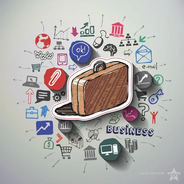 Collage de marketing con los iconos de fondo — Vector de stock