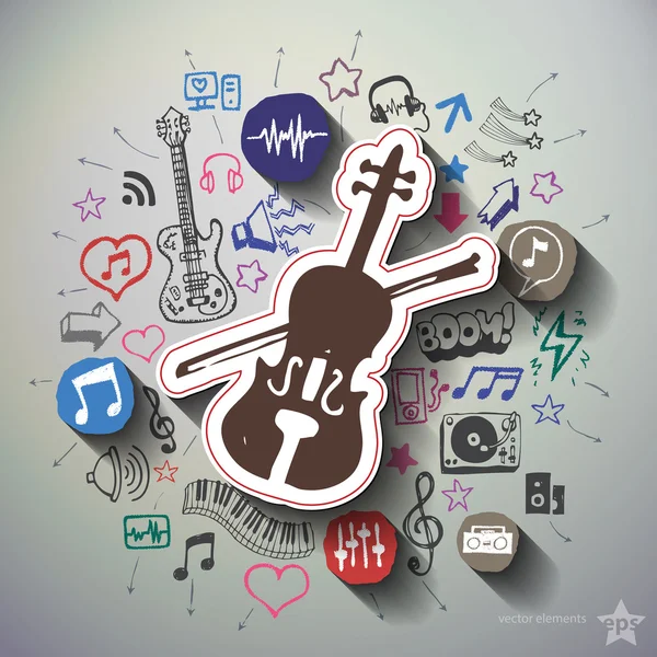 Entretenimiento y collage musical con iconos de fondo — Vector de stock