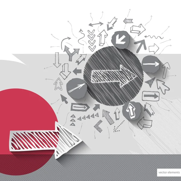 Паперові та графічні стрілки з фоном піктограм — стоковий вектор
