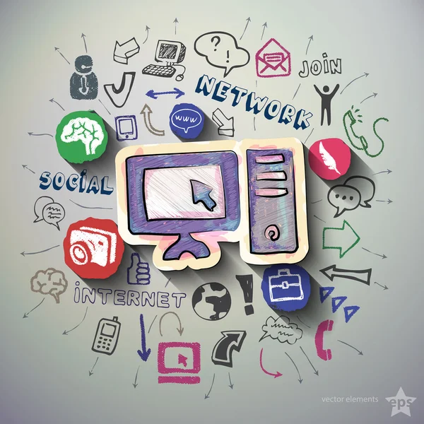 Sosyal Medya Icons arka plan ile kolaj
