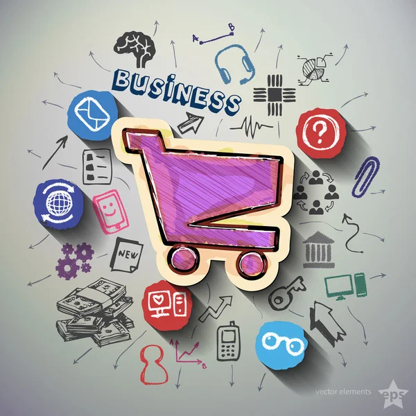 Colagem de negócios com ícones de fundo —  Vetores de Stock
