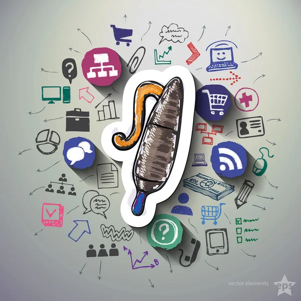 Collage de marketing en Internet con iconos de fondo — Vector de stock