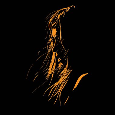 Karşıt arkaplanda Güzel Kadın Suratı silueti