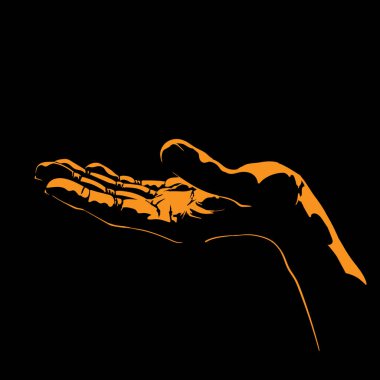 Kontrastlı arka plan ışığı vektöründe kadın eli silueti