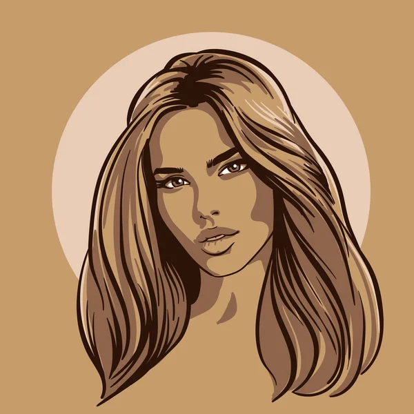 Bellissima ragazza ritratto. Stile cartone animato. Disegno digitale mano vettore schizzo. Illustrazione. — Vettoriale Stock