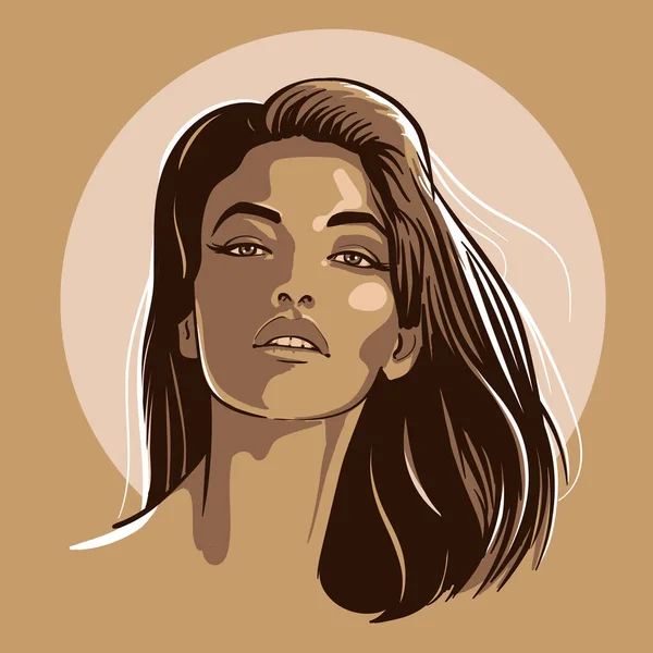 Superbe portrait de fille. Cartoon style. Croquis numérique vecteur de dessin à la main. Illustration. — Image vectorielle