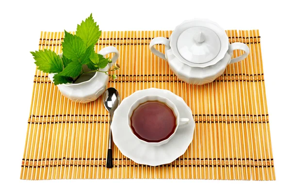 Set for tea isolated on white background — Stock Photo, Image