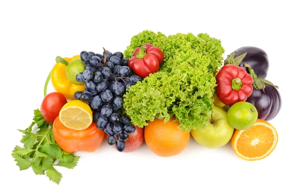 Frutas y hortalizas aisladas sobre fondo blanco — Foto de Stock