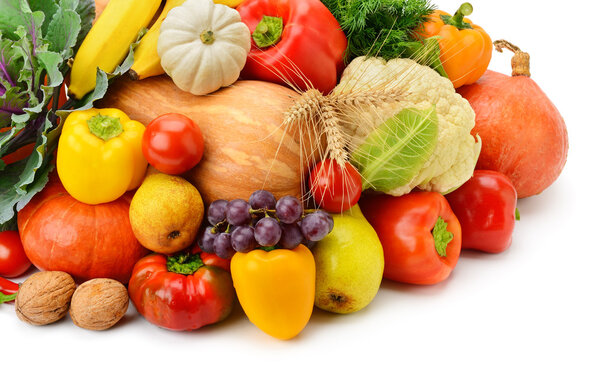 fruits and vegetables isolated on a white background