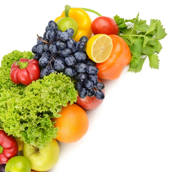 Fruits et légumes isolés sur fond blanc — Photo