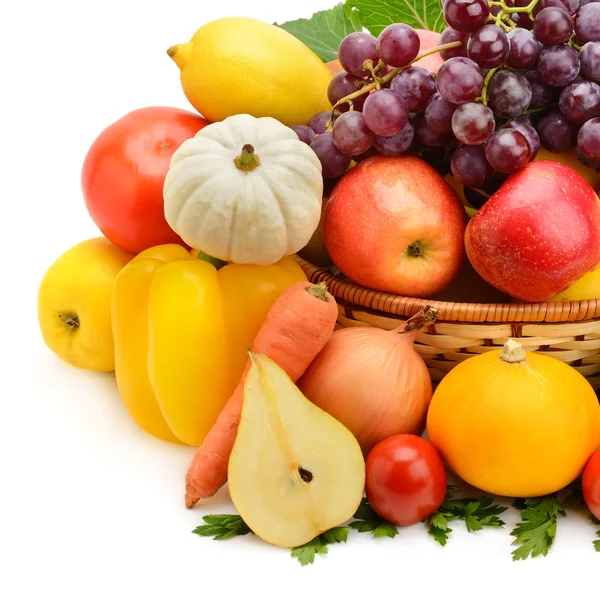 Fruits et légumes isolés sur fond blanc — Photo