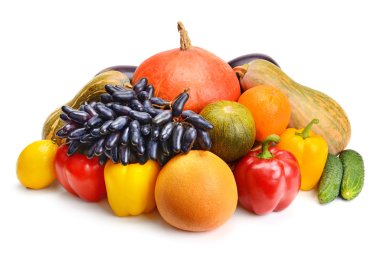 meyve ve sebze beyaz arkaplanda izole