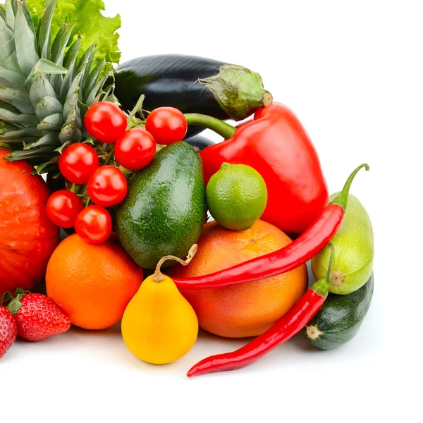 Frutas y hortalizas aisladas sobre fondo blanco — Foto de Stock