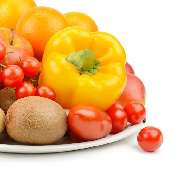 Fruits and vegetables isolated on white background — Stock Photo, Image