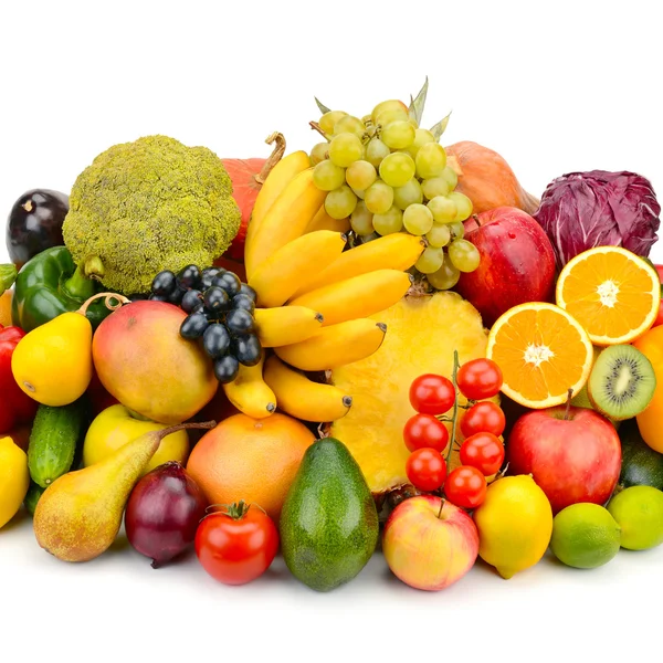 Frutas y hortalizas aisladas sobre fondo blanco — Foto de Stock