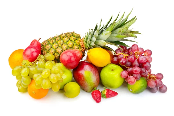 Conjunto de frutas aisladas sobre fondo blanco — Foto de Stock