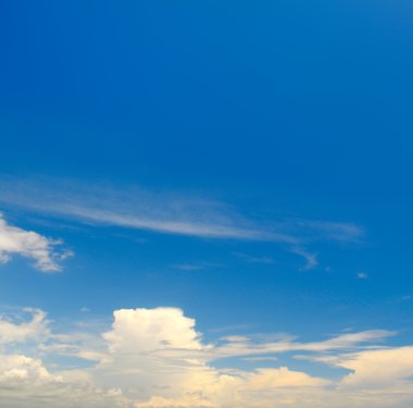 blue sky and white cumulus clouds clipart