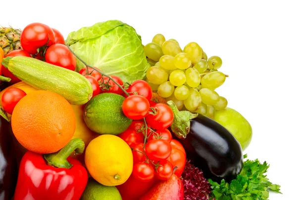 Frutas y hortalizas aisladas sobre fondo blanco — Foto de Stock