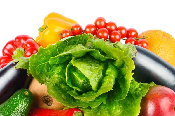 Recogida Frutas Hortalizas Aisladas Sobre Fondo Blanco — Foto de Stock