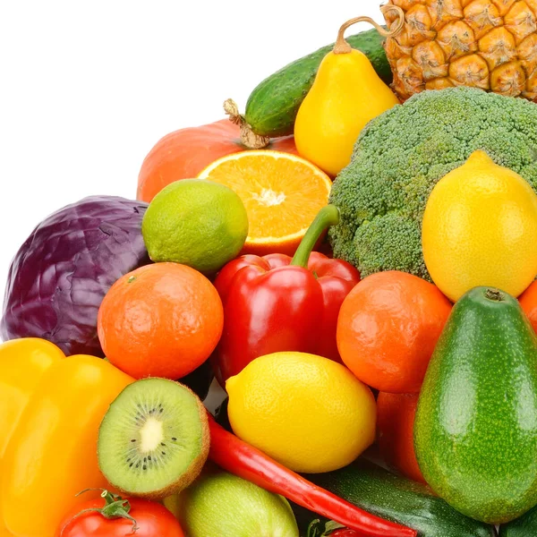 Frukt Och Grönsaker Isolerade Vit Bakgrund Hälsosam Mat — Stockfoto