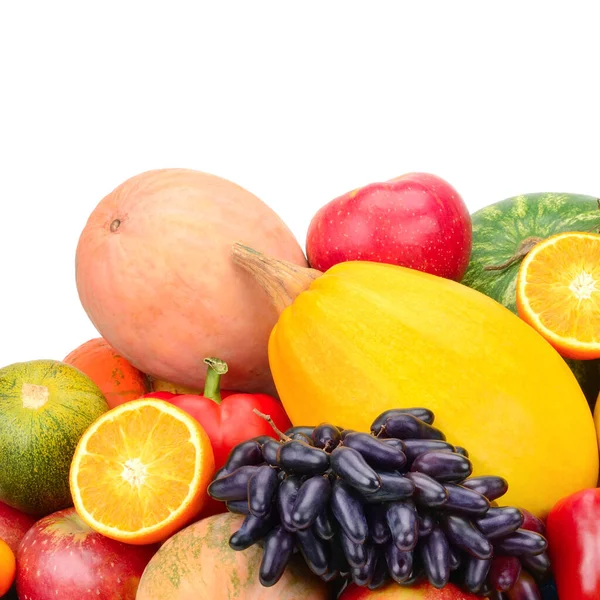 Frutta Verdura Isolate Fondo Bianco Cibo Sano Spazio Libero Testo — Foto Stock