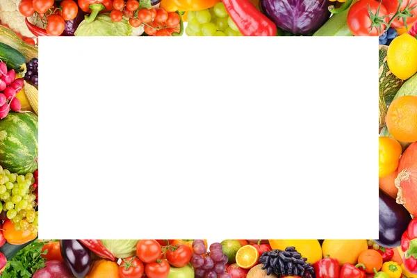 Frame Set Vegetables Fruits White Background Copy Space Top View — Stock Photo, Image