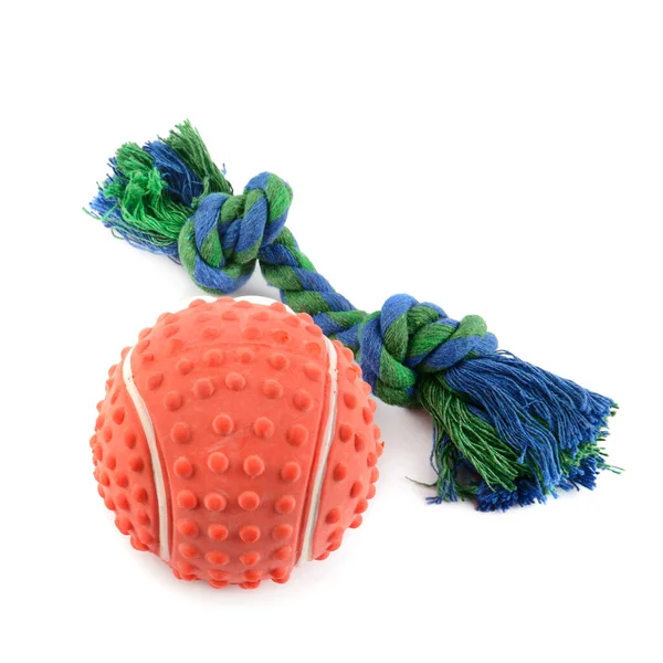 Juguetes Para Jugar Con Perro Cordones Cuerda Color Bola Aislados — Foto de Stock