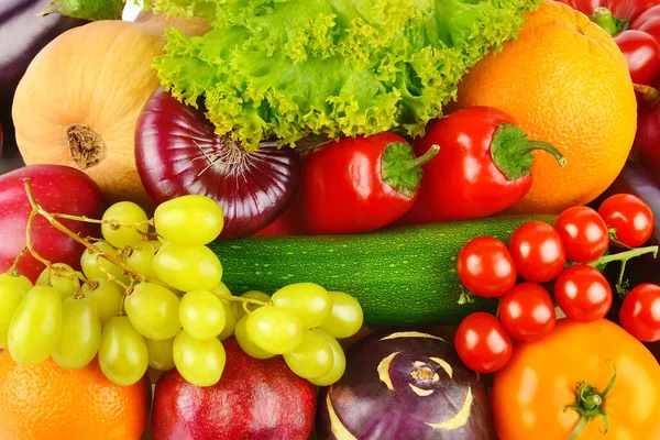 Heldere Achtergrond Van Verzameling Groenten Fruit — Stockfoto