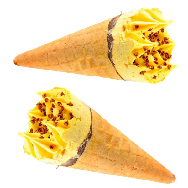 Ice Cream Waffle Cone Walnut Isolated White Background — Stock Photo, Image