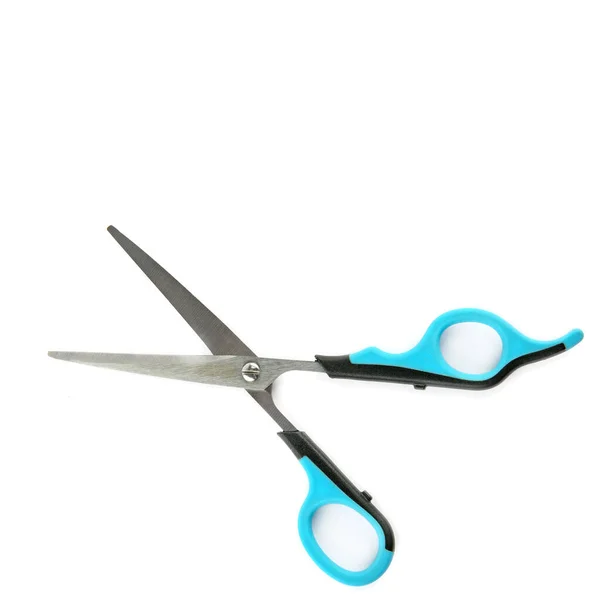 Blue Scissors Isolated White Your Craft School Project Message Free — Stock Photo, Image