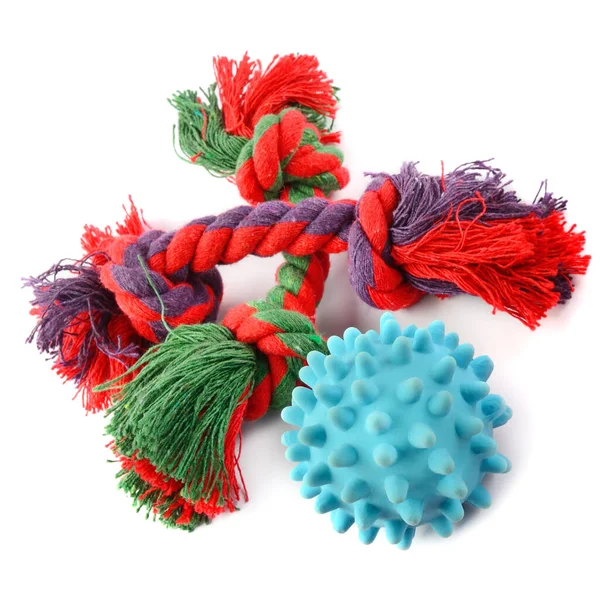 Dog Toy Colorful Cotton Rope Ball Games Isolated White Background — 图库照片