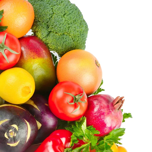 Hortalizas Frutas Aisladas Sobre Fondo Blanco Espacio Libre Para Texto — Foto de Stock