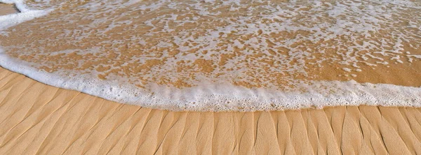 Soft Wave Blue Ocean Sandy Beach Background Wide Photo — Stock Photo, Image