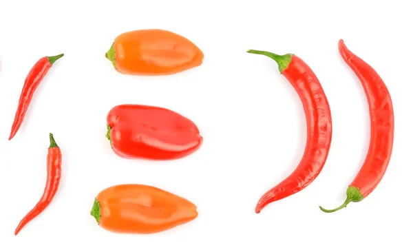 Chili Peppar Isolerad Vit Bakgrund Utsikt Ovanifrån — Stockfoto