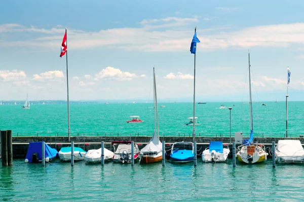 Vista Marina Localizada Lago Constança Cidade Kostanz Alemanha — Fotografia de Stock