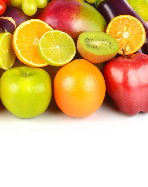 Composition Partir Légumes Fruits Isolés Sur Fond Blanc Espace Libre — Photo