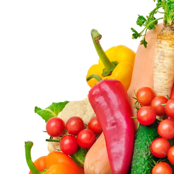 Composición Partir Verduras Aisladas Sobre Fondo Blanco Espacio Libre Para — Foto de Stock