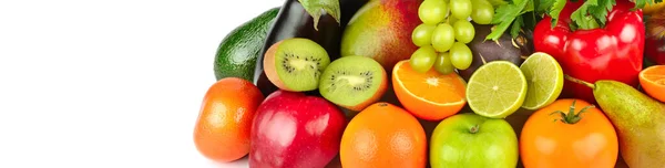 Hortalizas Frutas Aisladas Sobre Fondo Blanco Espacio Libre Para Texto — Foto de Stock