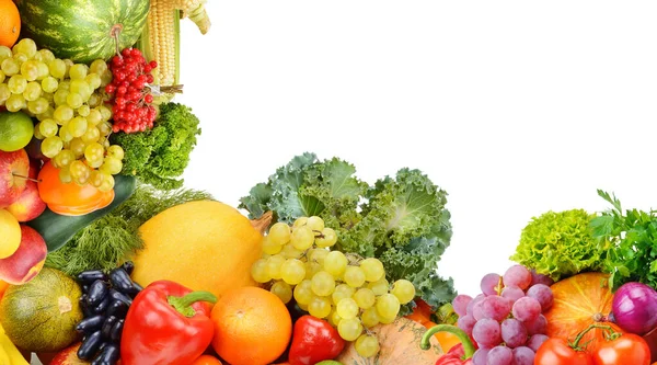 Frutas Frescas Aisladas Sobre Fondo Blanco Espacio Libre Para Texto — Foto de Stock