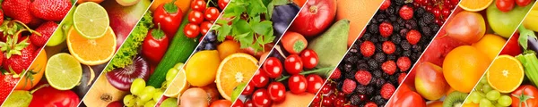 Diversi Frutti Verdure Utili Sfondo Skinali Vetro Ampie Foto Collage — Foto Stock