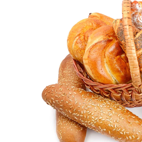 Pain Pâtisseries Sucrées Isolés Sur Fond Blanc Espace Libre Pour — Photo