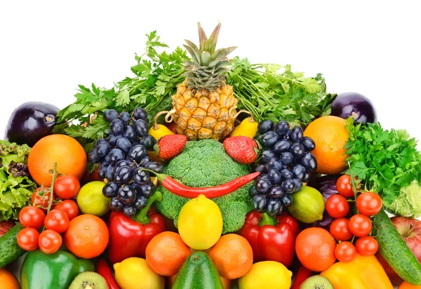 Fruits et légumes isolés sur fond blanc — Photo