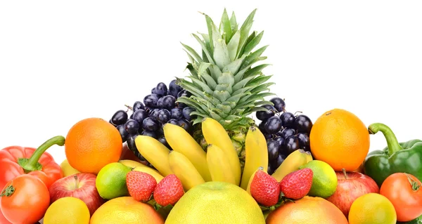 Sebzeler ve meyveler beyaz arka planda izole — Stok fotoğraf